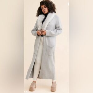 Show Me Your Mumu Lombardi Sparkle Faux Fur Collared Silver Cardigan sz Medium